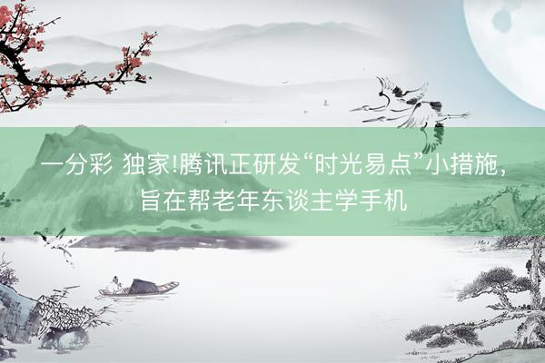 一分彩 獨家!騰訊正研發(fā)“時光易點”小措施，旨在幫老年東談主學(xué)手機